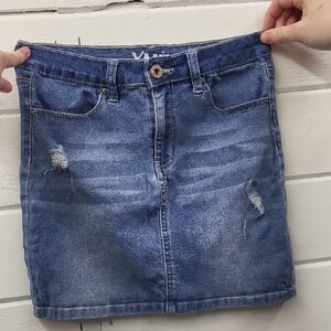 YMI Blue Distressed Denim Mini Skirt